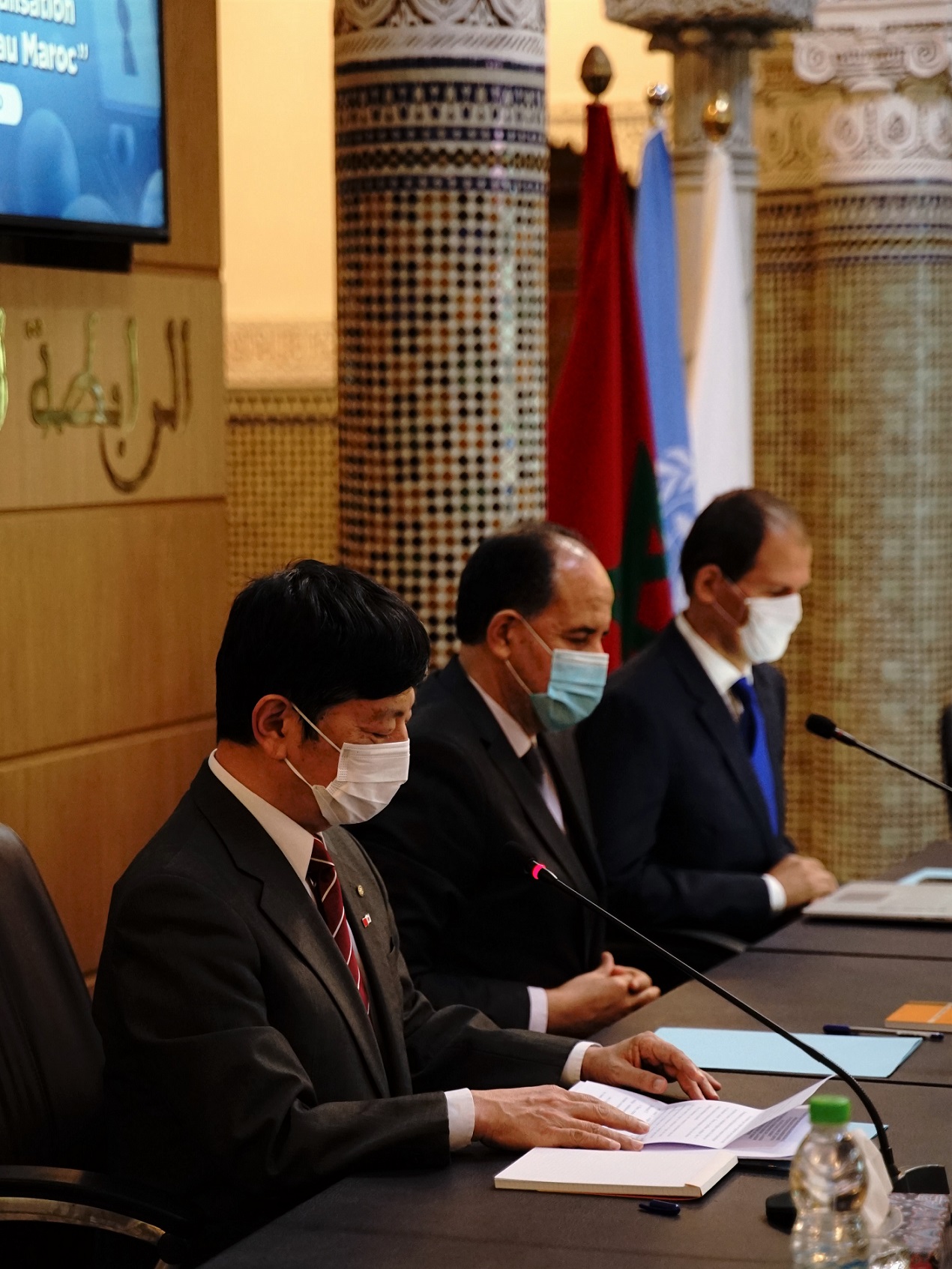 Cérémonie de signature du Projet en partenariat avec le PNUD et la Rabita Mohammadia des Oulamas、 (le 19 novembre 2020) 